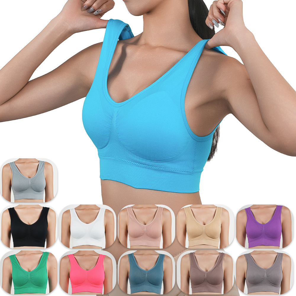Mastectomy Bra Pocket - เสื้อชั้นในสตรีแบบดันทรง สำหรับวิ่ง ออกกำลังกาย ไร้ตะเข็บ ระบายอากาศได้ดี แบบเสื้อกล้าม
