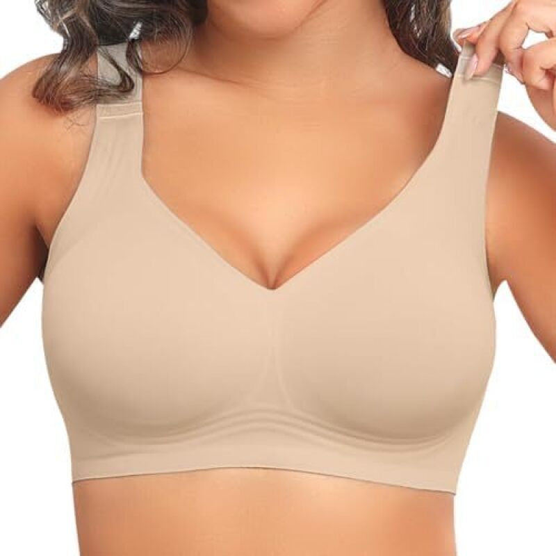 Mastectomy Bra Pocket - บราไร้สายแบบไร้ตะเข็บสำหรับผู้หญิง ยกกระชับเต็มที่ สายกว้าง ปรับรูปหลังให้เรียบเนียน ไม่ทิ้งรอย สายรัดหลัง